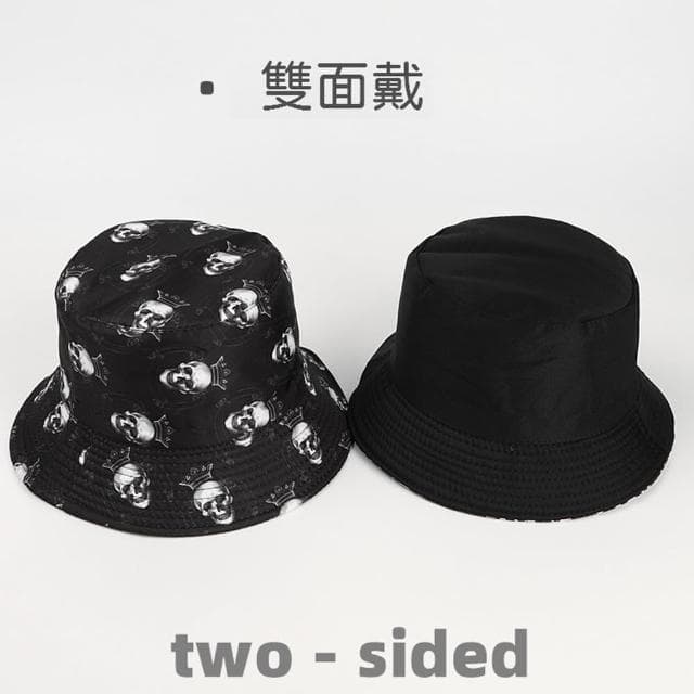 【米蘭精品】現貨+預購 漁夫帽遮陽帽(骷膢印花雙面戴盆帽男女帽子情人節生日聖誕節交換禮物6款74cq8)