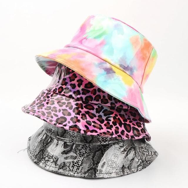 【米蘭精品】現貨+預購 漁夫帽遮陽帽(潮流印花PVC盆帽男女帽子情人節生日聖誕節交換禮物3色74cq9)