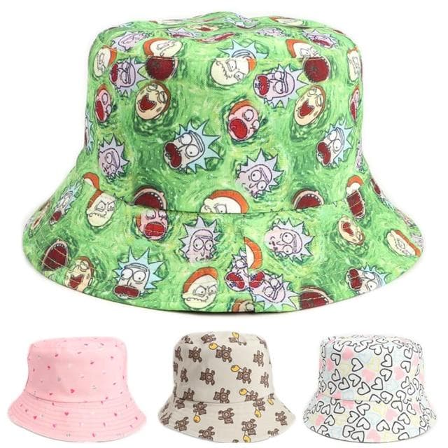 【米蘭精品】現貨+預購 漁夫帽遮陽帽(雙面可摺疊平頂印花男女帽子情人節生日聖誕節交換禮物4色74cq35)