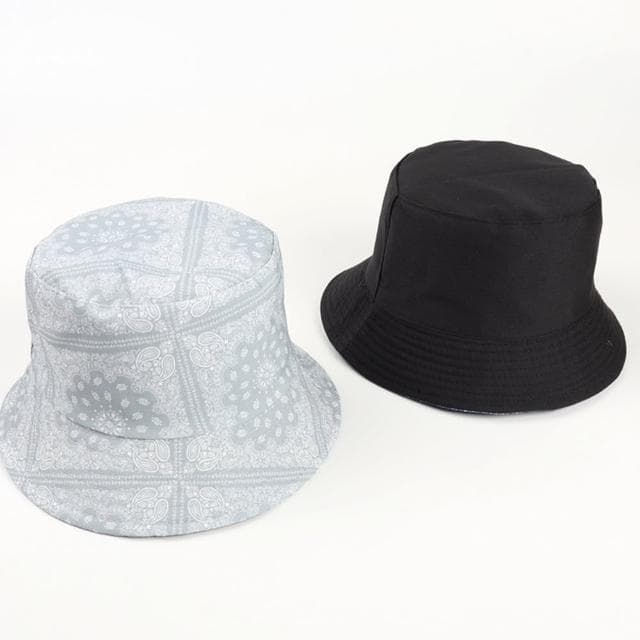 【米蘭精品】現貨+預購 漁夫帽遮陽帽(腰果花印花雙面戴盆帽男女帽子情人節生日聖誕節交換禮物5色74cq14)