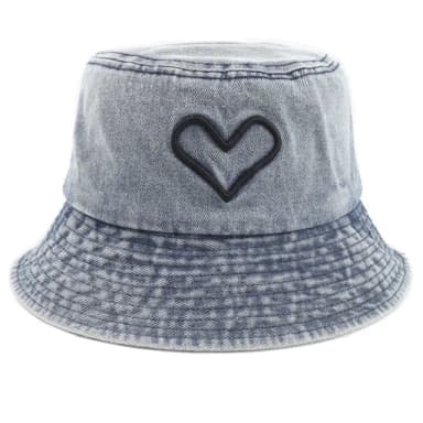 【米蘭精品】現貨+預購 漁夫帽遮陽帽(愛心刺繡平頂牛仔男女帽子情人節生日聖誕節交換禮物4色74cq53)