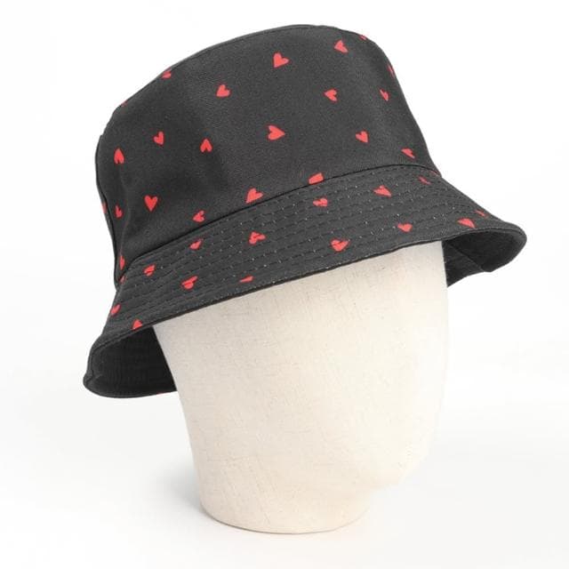 【米蘭精品】現貨+預購 漁夫帽遮陽帽(愛心印花雙面戴盆帽男女帽子情人節生日聖誕節交換禮物74cq12)