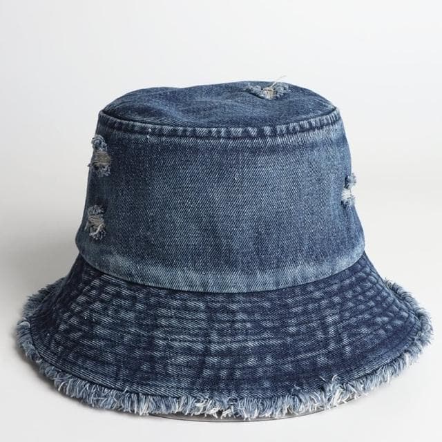 【米蘭精品】現貨+預購 漁夫帽遮陽帽(破洞毛邊牛仔盆帽男女帽子情人節生日聖誕節交換禮物4色74cq77)