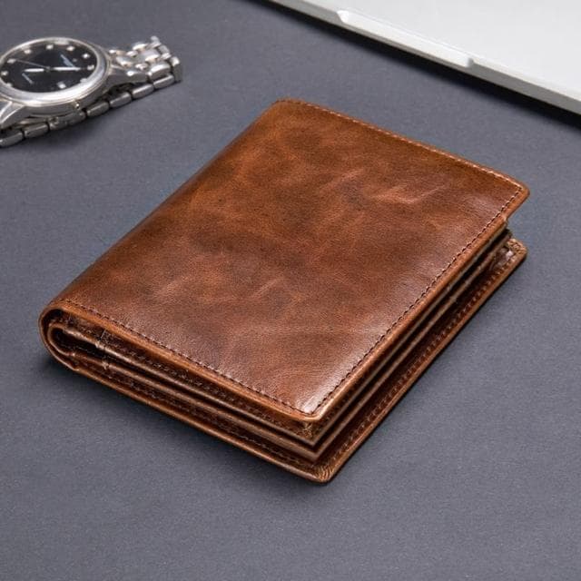 【米蘭精品】現貨+預購 短夾真皮錢包(RFID多卡位牛皮豎款男包包父親節情人節生日禮物2色74cb35)