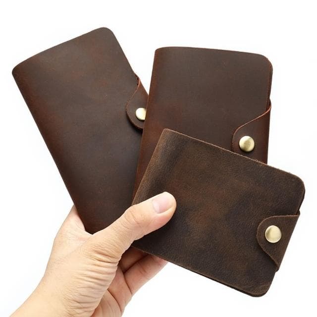 【米蘭精品】現貨+預購 皮夾真皮錢包(瘋馬牛皮復古休閒男包包父親節情人節生日禮物3款74cb15)