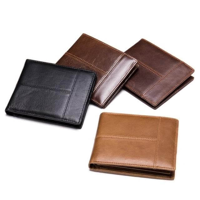 【米蘭精品】現貨+預購 短夾真皮錢包(RFID多卡位牛皮兩折男包包父親節情人節生日禮物4色74cb18)
