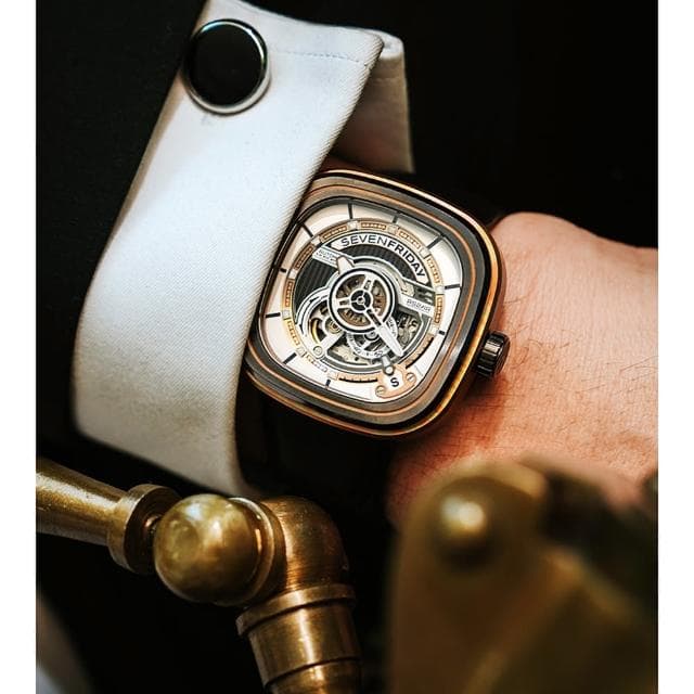 【SEVENFRIDAY】大馬士革工法自動上鍊機械錶-黑色/47.6x47mm 送禮 禮物 推薦(PS2/02)