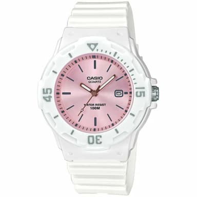 【CASIO 卡西歐】迷你潛水風運動錶-粉白 考試手錶 送禮 禮物 推薦 交換禮物(LRW-200H-4E3)