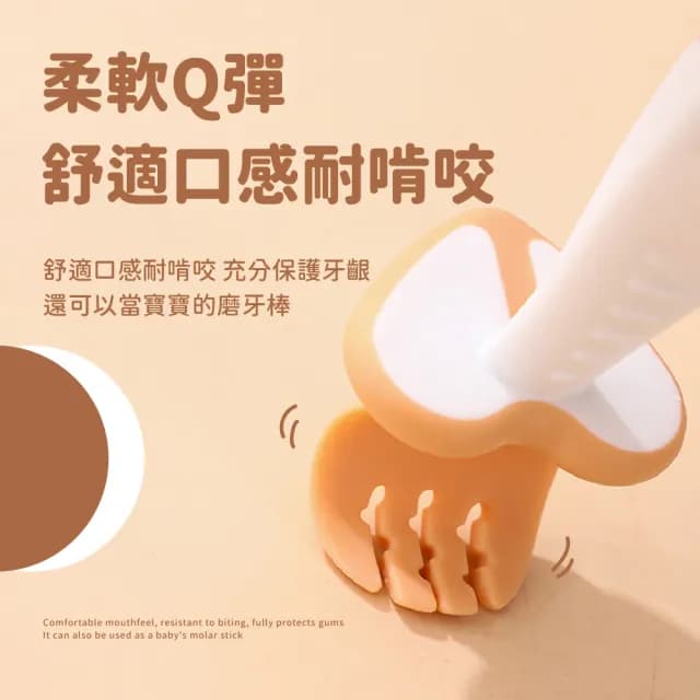 【安全餐具】寶寶學吃飯訓練餐具2件套-附收納盒(食品級 磨牙 副食品 矽膠湯匙 學習餐具 兒童餐具 輔食)