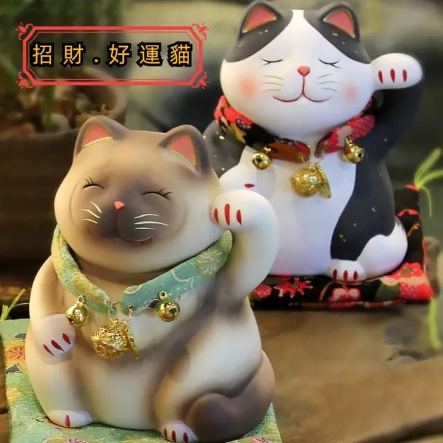 【A&R】招財好運陶瓷貓 袖珍款 三款任選(招財貓 財神爺 生日禮物 開運擺飾 開店送禮 開業禮品 居家擺飾)
