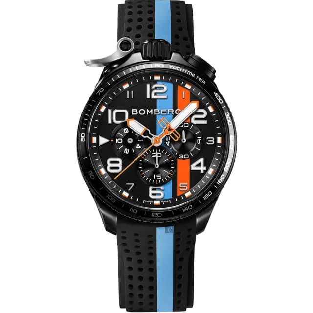 【BOMBERG】炸彈錶 Bolt-68 Racing 黑色XL復古賽車三眼計時手錶-45mm 送禮 禮物 推薦(BS45CHPBA.059-6.10)