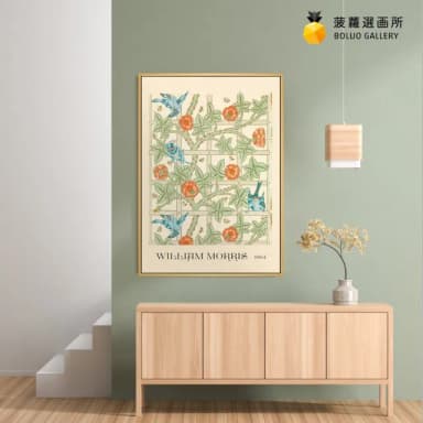 【菠蘿選畫所】William Morris Trellis-70x100cm(復古綠色掛畫/裝飾畫/開店送禮/森林圖)