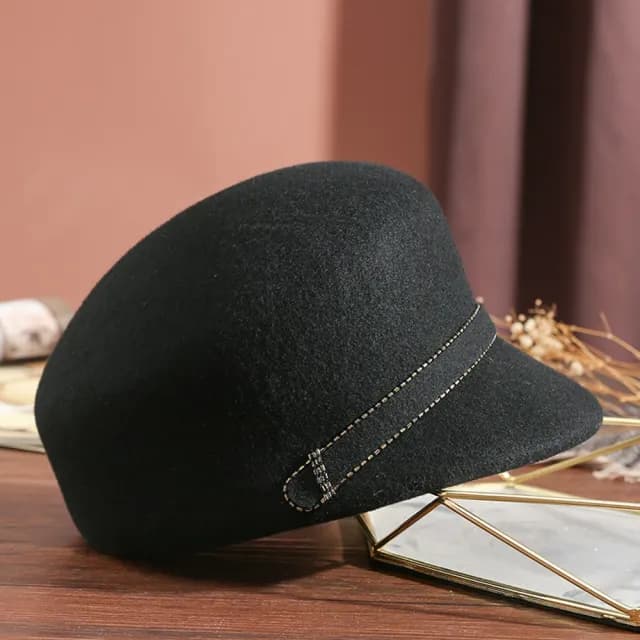 【米蘭精品】現貨+預購 羊毛帽鴨舌帽(保暖釘珠優雅毛呢禮帽女帽子情人節生日聖誕節交換禮物6色74dq28)