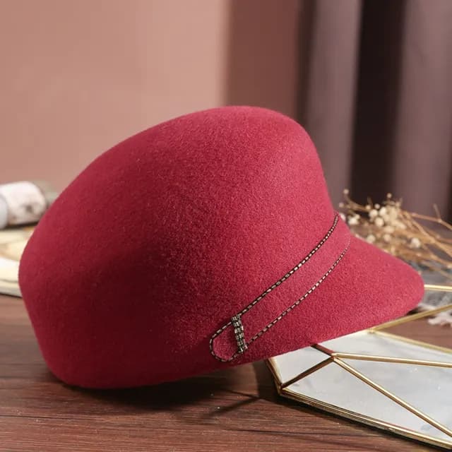 【米蘭精品】現貨+預購 羊毛帽鴨舌帽(保暖釘珠優雅毛呢禮帽女帽子情人節生日聖誕節交換禮物6色74dq28)