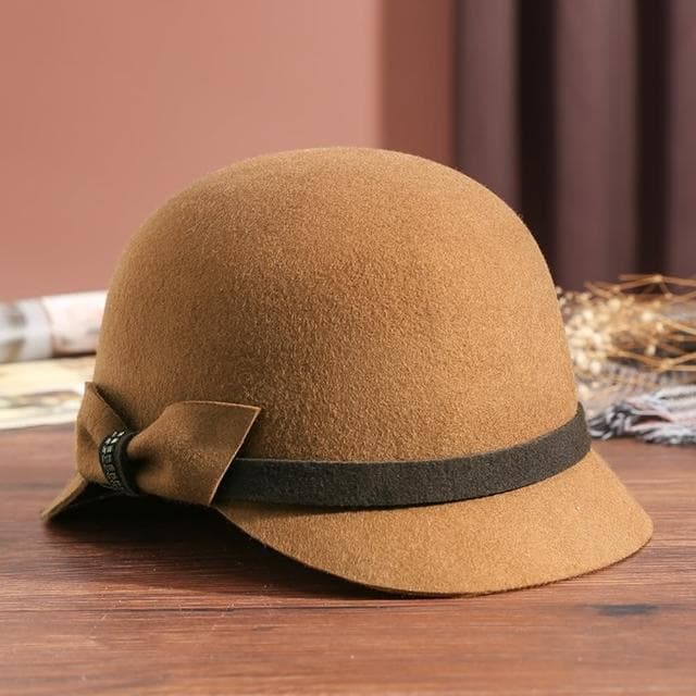 【米蘭精品】現貨+預購 羊毛帽禮帽(保暖蝴蝶結日系毛呢盆帽女帽子情人節生日聖誕節交換禮物4色74dq48)