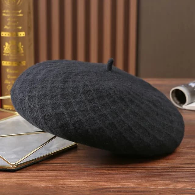 【米蘭精品】父親節禮物 羊毛帽貝雷帽(保暖格紋優雅毛呢畫家帽男女帽子情人節生日聖誕節交換禮物3色74dq25)