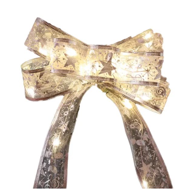 【Time Leisure】聖誕樹聖誕節派對禮物裝飾發光燈條 銀緞帶暖光(10M)