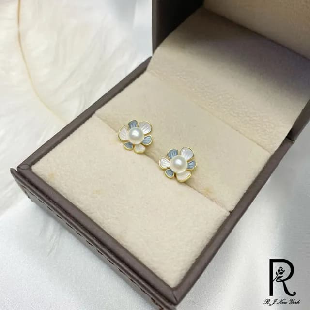 【RJ New York】幻夢花園水鑽淡水珍珠耳環(7色可選)