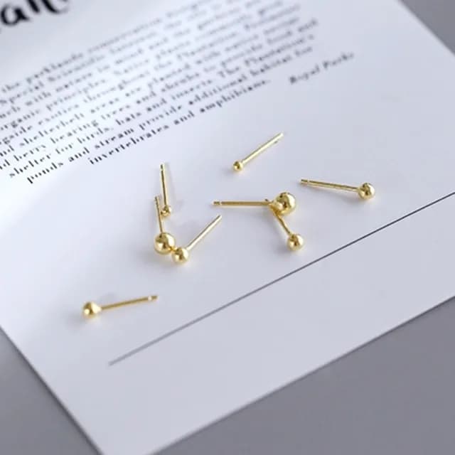 【Emi 艾迷】小圓珠 養耳洞 清新925銀針 耳環(2-4mm)