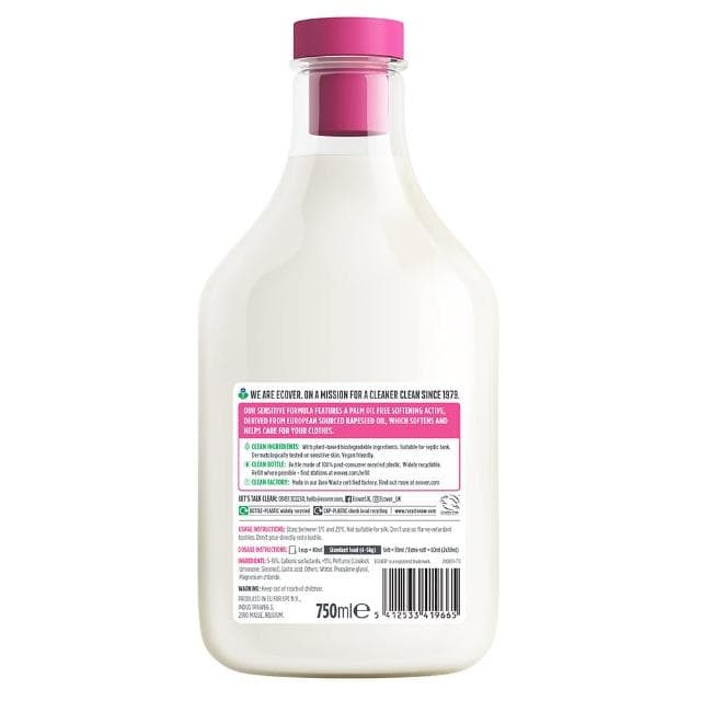 【ECOVER 宜珂】親膚柔軟精-蘋果花750ml(無添加色素 嬰兒衣物 寶寶)