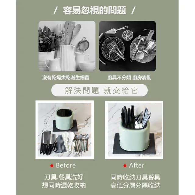 【麥瑞】刀具餐具瀝水收納架(瀝水刀架 刀具收納架 筷子收納盒 廚房置物架 菜刀收納架 筷子筒 餐具收納架)