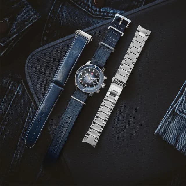 【Rado 雷達表】Captain Cook 庫克船長300米潛水計時機械錶-藍/43mm R02送禮推薦(R32145208)