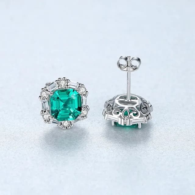 【巴黎精品】現貨+預購 鋯石耳環925純銀耳針(時尚氣質祖母綠寶石女飾品v1aa49)
