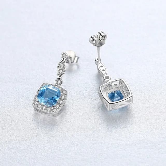 【巴黎精品】現貨+預購 鋯石耳環925純銀耳針(歐美流行時尚天空藍女飾品v1aa60)