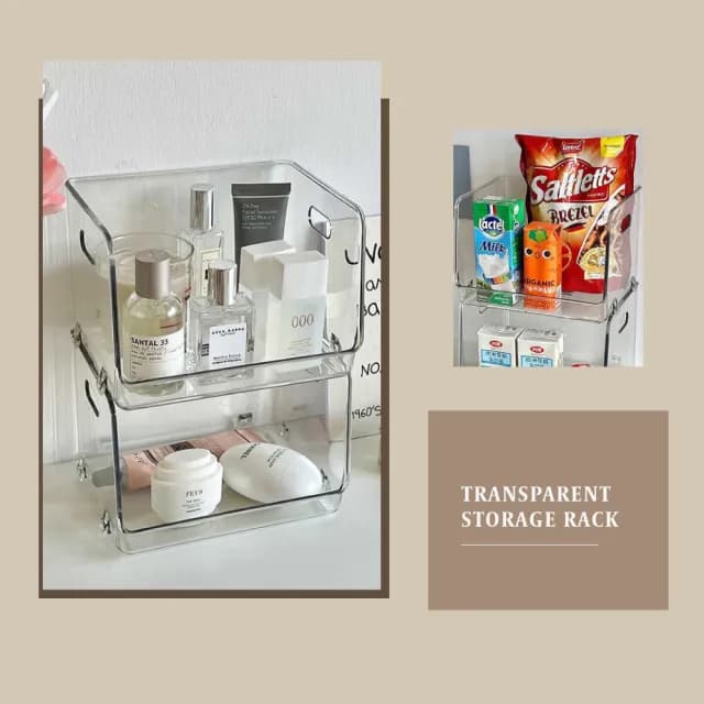 【INS風擺飾】可疊加透明桌面整理收納盒(展示架 化妝品 保養品 香水 浴室 收納架 整理盒 襪子盒 茶包)