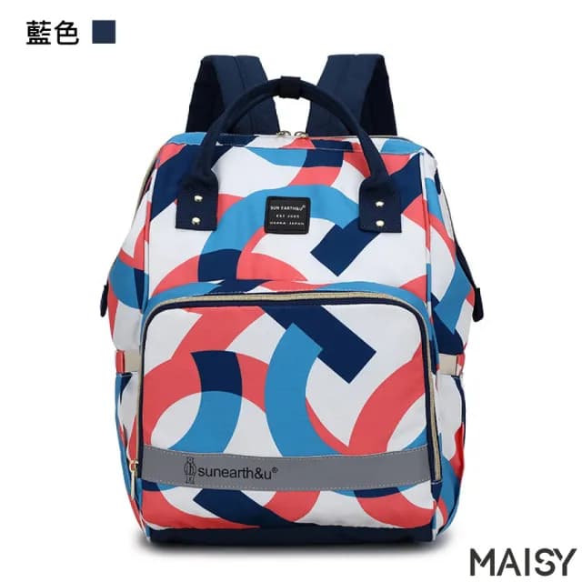 【MAISY】情人節禮物 日系塗鴉風格大容量媽咪包(現+預  粉色／綠色／灰色／藍色／黃色)