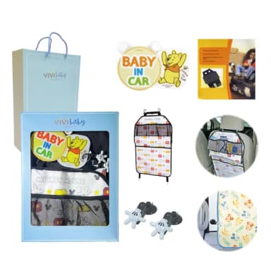 【VIVIBABY】新生兒禮盒 彌月禮盒 送禮自用 嬰兒禮盒(服飾 萬用夾 蓋毯 手搖圈 置物袋 睡袍 肚圍 防滑墊)