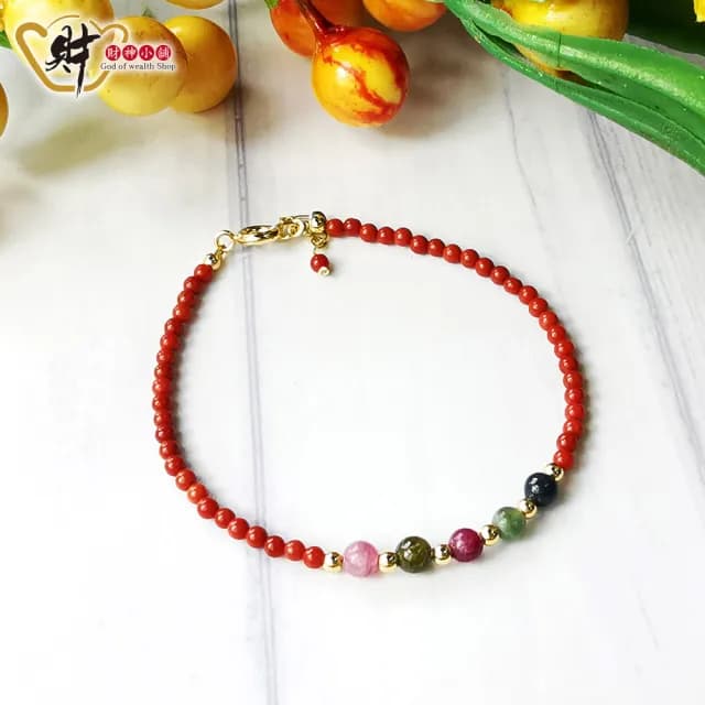 【財神小舖】碧璽南紅瑪瑙手鍊(簡約經典 開運手鍊 保平安)
