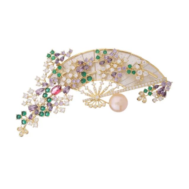 【巴黎精品】情人節禮物 現貨+預購 胸針扇子胸花(珍珠鋯石復古別針女飾品p1ao60)