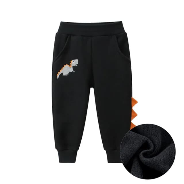 【橘魔法】恐龍角刺繡貼布厚棉絨運動褲(長褲 棉褲 縮口褲 褲子 男童 童裝 兒童 保暖)