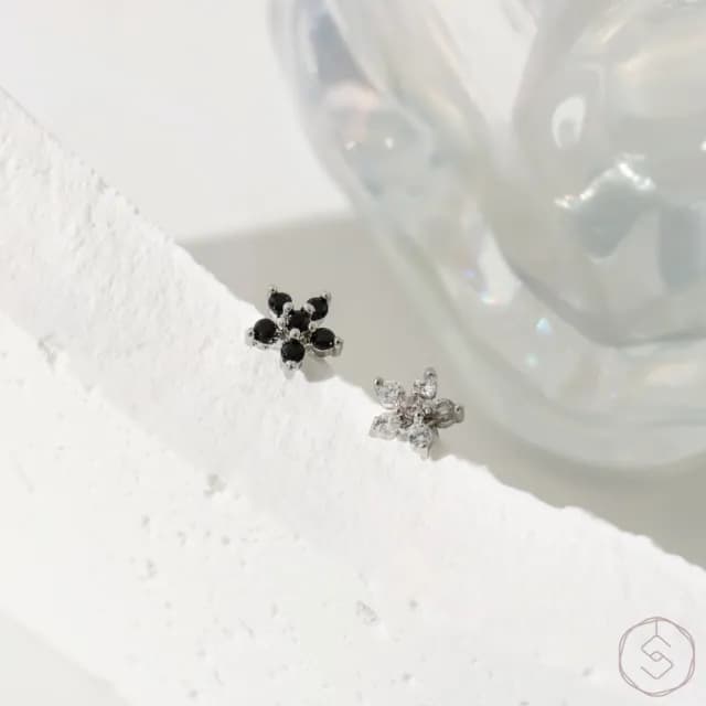【SPANCONNY 飾品控】花鑽 醫療鋼單鎖耳環