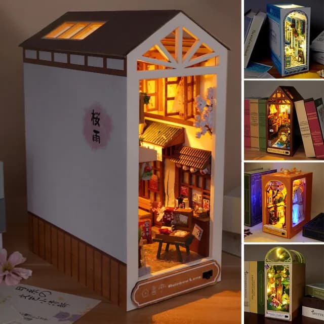 【半島良品】DIY手做立體書小書屋擺飾小夜燈(交換禮物 畢業禮物 聖誕禮物 生日禮物 小夜燈)