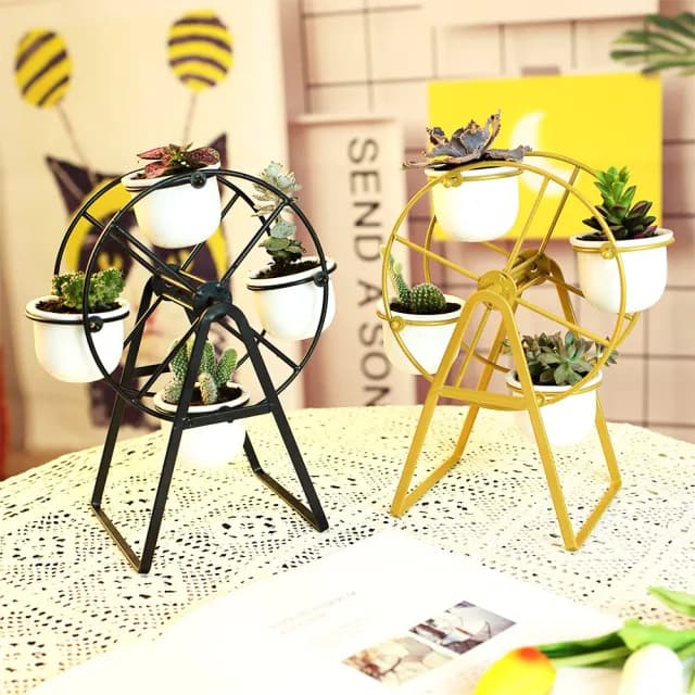 【園藝蒔光】摩天輪花器(花盆 花架 盆栽 多肉 白瓷 觀葉植物)