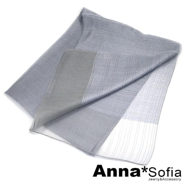 【AnnaSofia】真絲羊毛混紡大尺寸披肩絲巾圍巾-煥彩線絲 現貨(銀灰系)