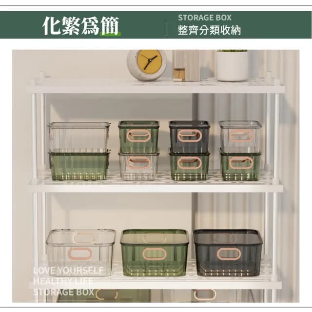 【整齊擺放】輕奢風透明桌面收納盒(收納籃 雜物收納 浴室收納 化妝品收納 保養品收納 手提收納盒)