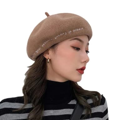 【巴黎精品】現貨+預購 羊毛貝雷帽畫家帽(保暖刺繡字母百搭男女帽子聖誕節情人節生日交換禮物5色p1aa72)