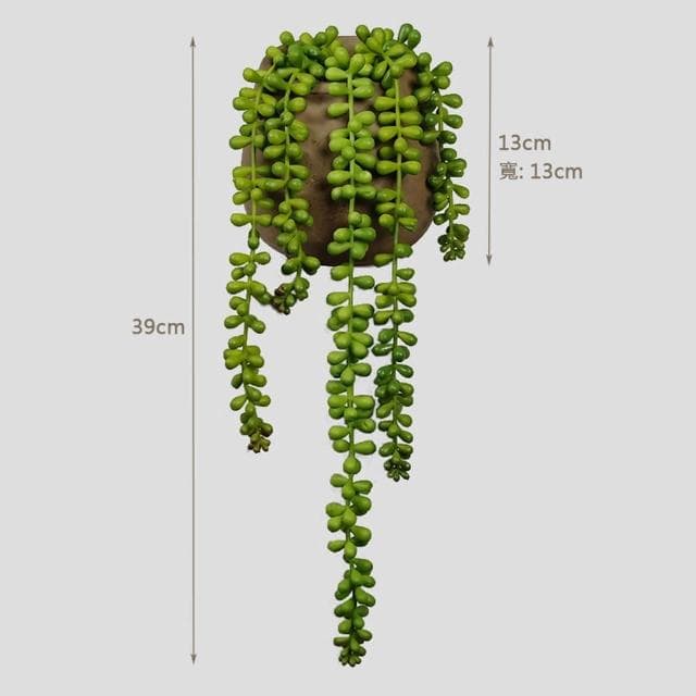 【YU Living 信歐傢居】仿真垂掛式多肉植物裝飾盆栽(綠色/人造盆栽 園藝花卉 室內裝飾)