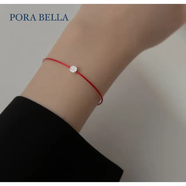 【Porabella】925純銀開運鋯石紅繩手鍊 好運轉運紅色手繩 幸運姻緣 好人緣紅繩手鍊 Bracelets