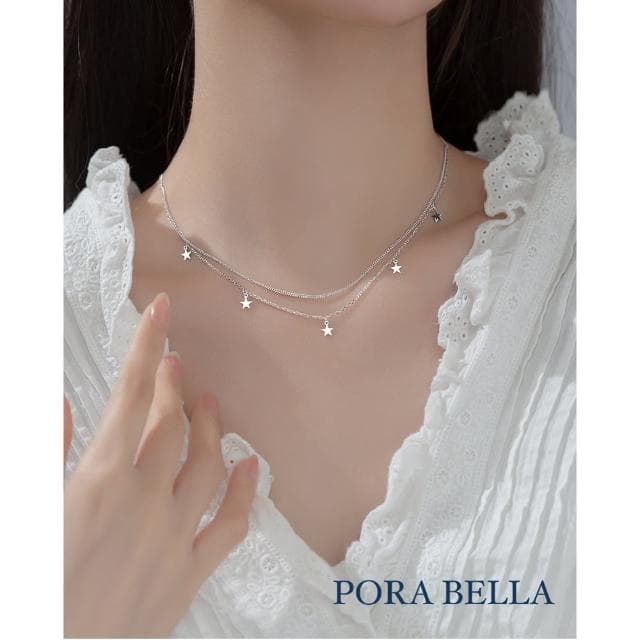 【Porabella】925純銀星星雙鍊項鍊 小眾設計款ins風 情人節禮物 生日禮物  Necklace