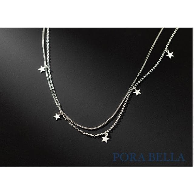 【Porabella】925純銀星星雙鍊項鍊 小眾設計款ins風 情人節禮物 生日禮物  Necklace