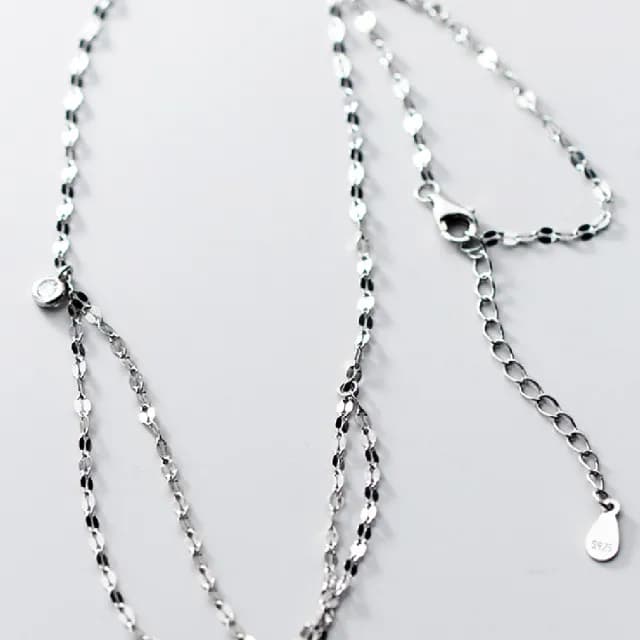 【Porabella】925純銀小鋯石雙鍊項鍊 小眾設計款ins風 情人節禮物 生日禮物  Necklace