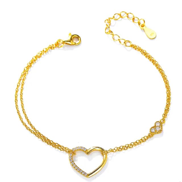 【Porabella】925純銀小巧愛心鋯石造型手鍊 告白禮物 情人節禮物 送女友 銀飾 Bracelets