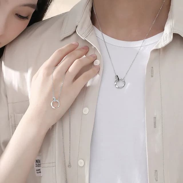 【米蘭精品】現貨+預購 925純銀項鍊情侶對鍊(加冕莫比雙環字母生日聖誕節交換禮物74cj27)