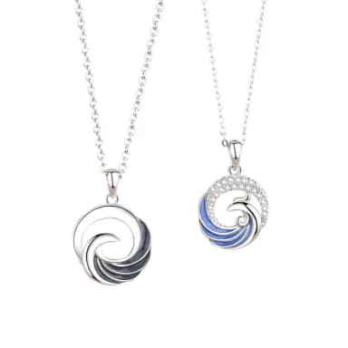 【米蘭精品】現貨+預購 925純銀項鍊情侶對鍊(鳳求凰幾何鏤空鑲鑽生日聖誕節交換禮物74cj7)