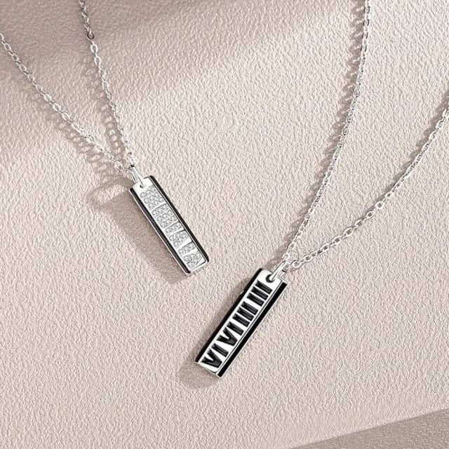 【米蘭精品】現貨+預購 925純銀項鍊情侶對鍊(生生世世羅馬數字生日聖誕節交換禮物74cj65)