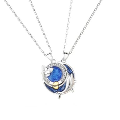 【米蘭精品】現貨+預購 925純銀項鍊情侶對鍊(蝴蝶鯨魚琺瑯鑲鑽生日聖誕節交換禮物74cj9)